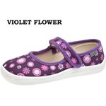 Beda Barefoot dětské canvas ballerina Violet Flower