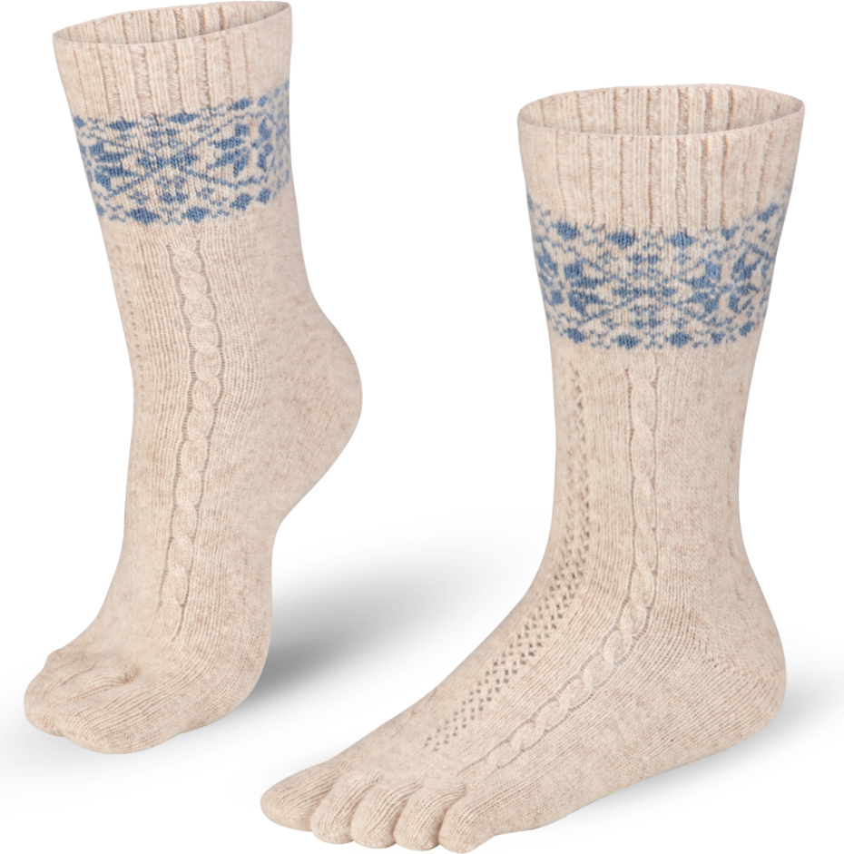 Knitido Merino & Cashmere Snowflakes Beige / sininen