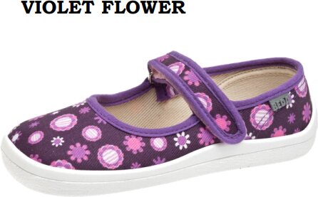 Beda Barefoot laste canvas ballerina Violet Flower