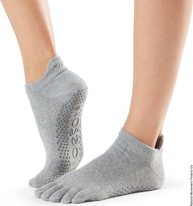 ToeSox Full Toe Low Rise Grip Socks Ljusgrå